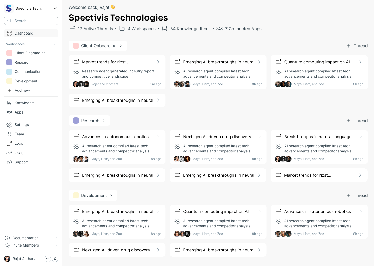 Spectivis Ops platform interface